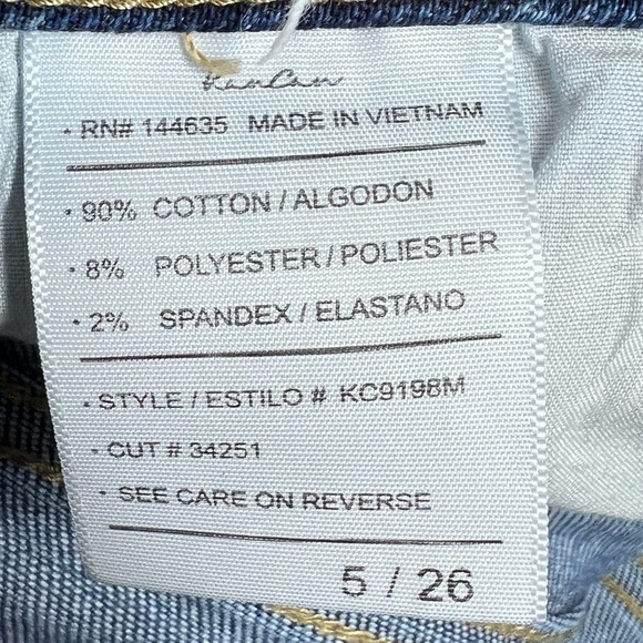 KANCAN Distressed Straight Leg Jeans raw hem and raw edge waist stretch jeans - Picture 6 of 6